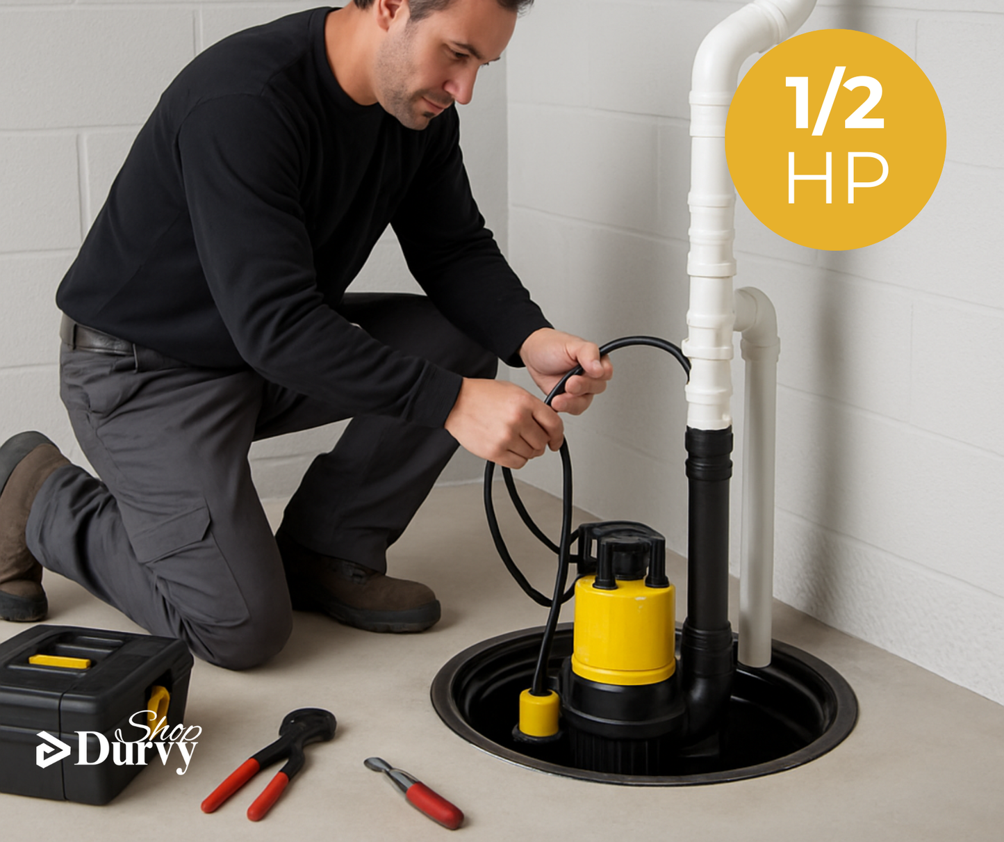 1/2 HP ShopDurvy Sump Pump Replacement Installation Kit from ShopDurvy.com