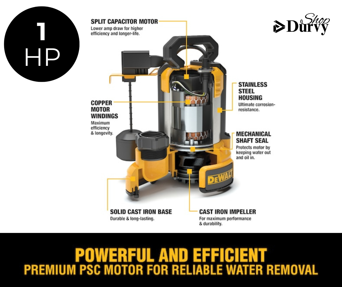 1 HP Dewalt Sump Pump Installation Kit