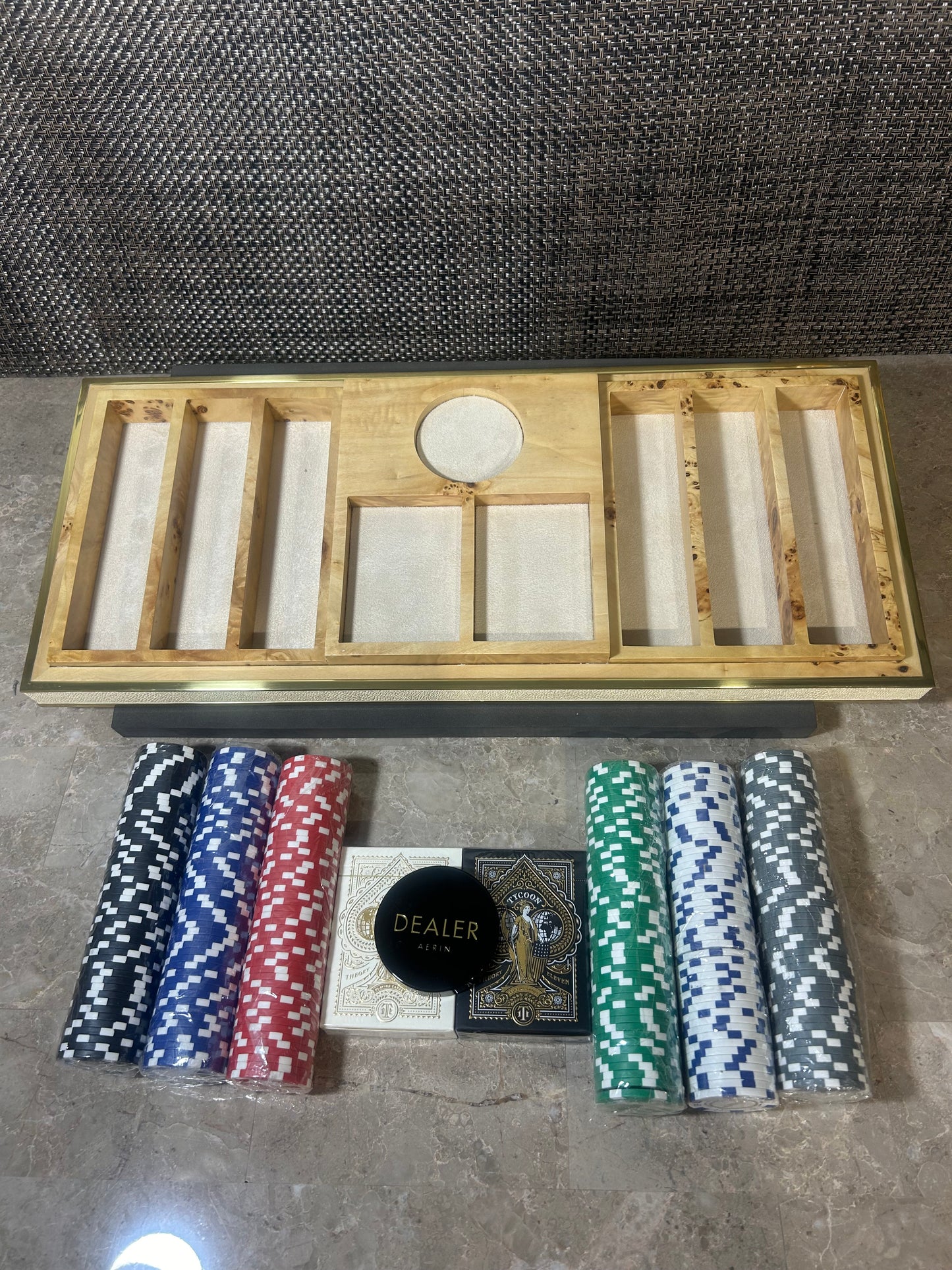 AERIN Shagreen Poker Set - Cream