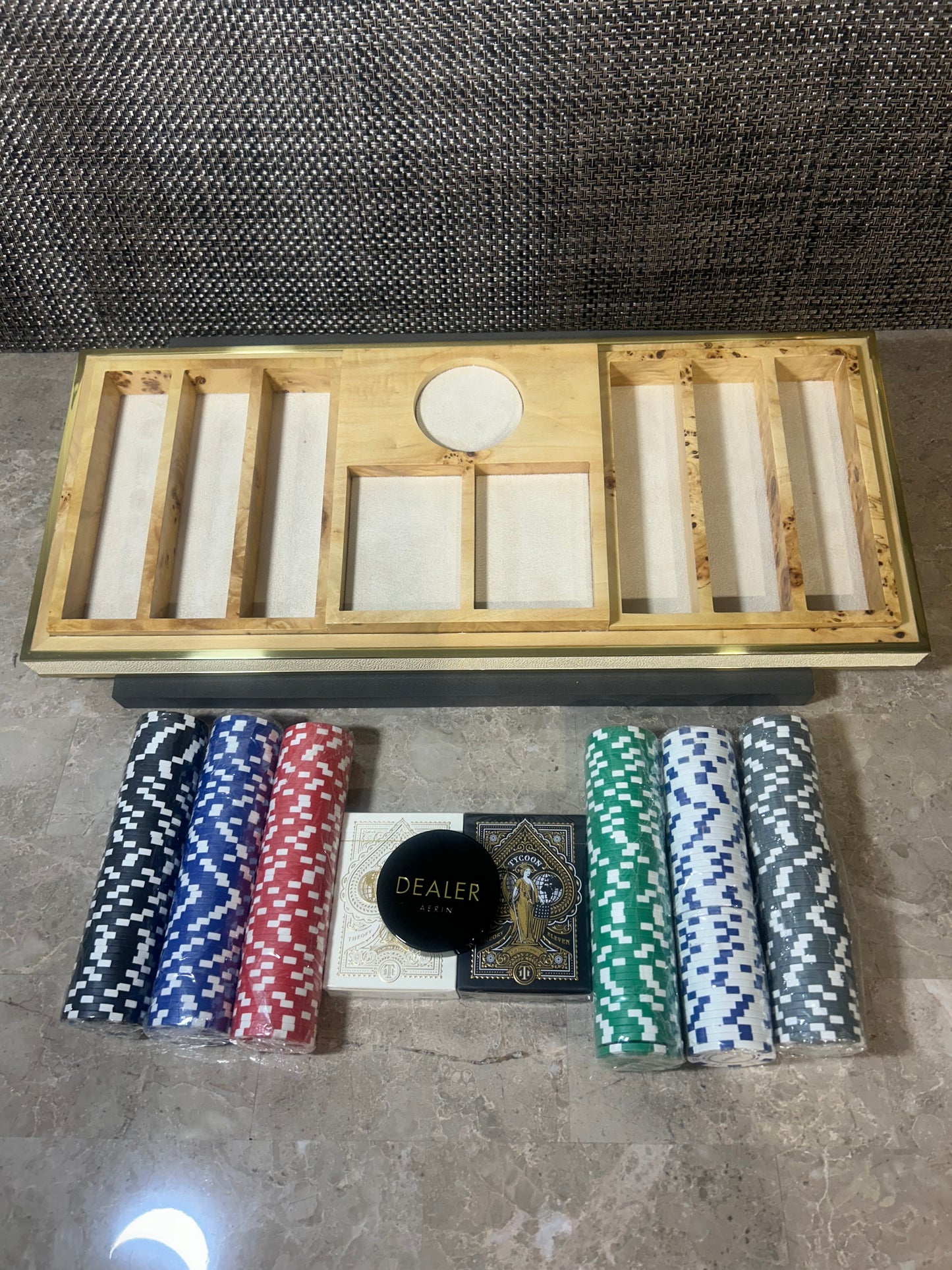 AERIN Shagreen Poker Set - Cream